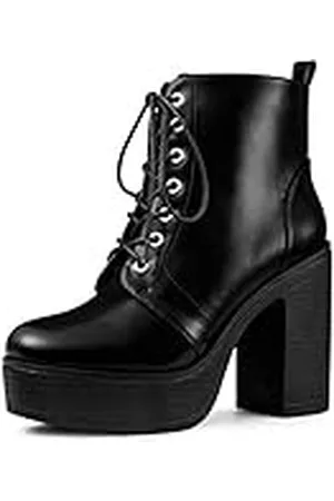 Allegra K Botines Tacón Grueso Cordón Arriba con Cremallera Y Plataforma para Mujeres 41