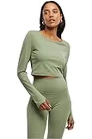 Urban classics Tb7807-ladies Sports Longsleeve Camiseta, Color Verde, S Mujeres