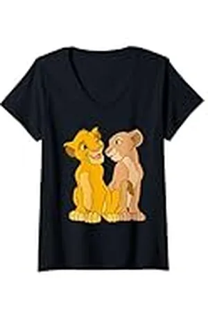 Disney Mujer El rey león Los jóvenes Simba y Nala juntos Camiseta Cuello V