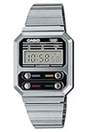 Casio Reloj Cuarzo Unisex 40.70mm con dial Digital Digital Dial y Correa de Pulsera de Metal Plata A100WE-1AEF