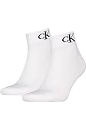 Calvin Klein Socks Organic Cotton Monogram Quarter Calcetín, White, 43 to 46 (Pack de 2) de los Hombres