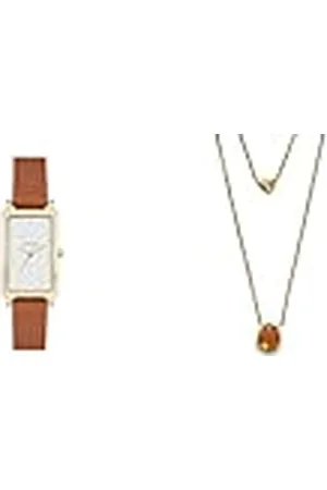 Skagen Reloj Hagen y Collar multifila Sea Glass para señora - Reloj y Collar de Cristal, acero Inoxidable Tono Dorado