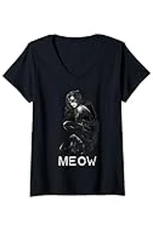 DC Comics Originals Mujer DC Catwoman Texto Miau Camiseta Cuello V