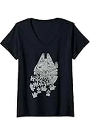STAR WARS Mujer Puzzle de Falcón Milenario de Camiseta Cuello V