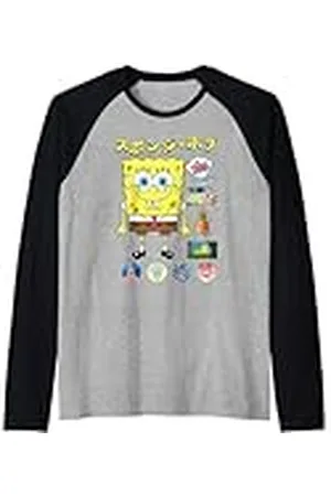Spongebob Kanji Con iconos Y Grande Bob Esponja Camiseta Manga Raglan