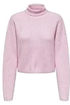 ONLY Onlmelanie L/S Jersey de Cuello Alto Knt Punto, Rosa, S para Mujer