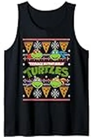 Teenage Mutant Ninja Turtles Suéteres feos de Navidad TMNT con pizza Camiseta sin Mangas