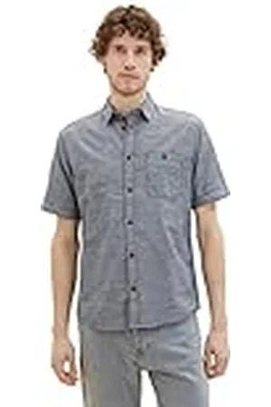 TOM TAILOR 1036213 Camisa, 29605-Estructura de Hueso de Marina, L para Hombre