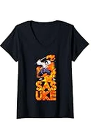 Naruto Mujer Tipo de llama apilada de Shippuden Sasuke Camiseta Cuello V