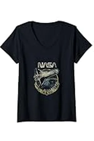 Nasa Mujer Descubrimiento de la angustiado 1984 Camiseta Cuello V
