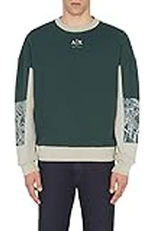 Armani Exchange Sudadera de Forro Polar Tricolor Seasonal Crewneck, , XS para Hombre