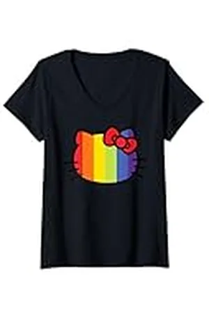 Hello Kitty Mujer Arcoíris del orgullo gay de Camiseta Cuello V