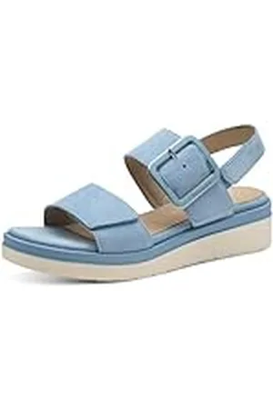 Tamaris Comfort Damen Sandalen Flach aus Leder mit Schnalle, Sandalias con cuña Mujer, , 40 EU
