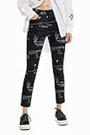 Desigual Pant_News 2000 Black Pantalones Informales, , XS para Mujer