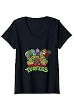 Teenage Mutant Ninja Turtles Mujer Todos los personajes con villanos de TMNT Camiseta Cuello V