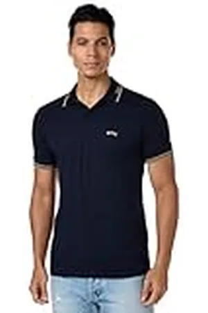 HUGO BOSS Polo Paul Curved Logo Camisa, Azul Oscuro/Amarillo, 3XL para Hombre