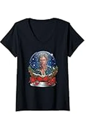 STAR WARS Mujer Han Solo Conozco Snow Globe Holiday Camiseta Cuello V
