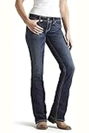 Ariat R.e.a.l. Jeans elásticos de Tiro Medio con Punto de látigo y Corte de Bota Jean, Azul Claro, 29 Extra Long para Mujer