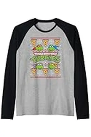 Teenage Mutant Ninja Turtles Suéteres feos de Navidad TMNT con pizza Camiseta Manga Raglan