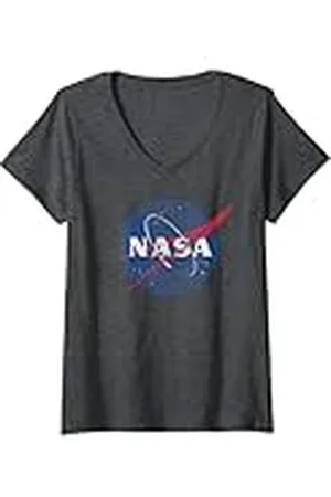 Nasa Mujer Logotipo de la desgastado Camiseta Cuello V