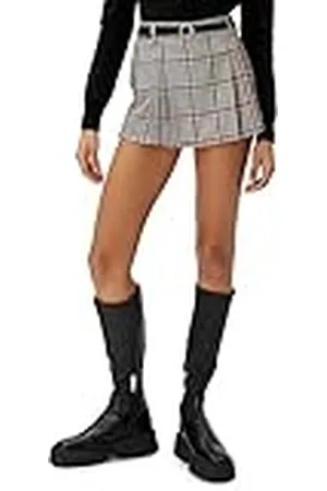 Koton Check Belt Detail Pleated Mini Skirt Falda, , 42 para Mujer