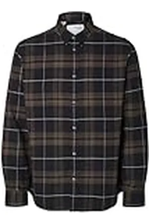 SELECTED Slhslimowen-Flannel Shirt LS Noos Camisa, , L Hombres