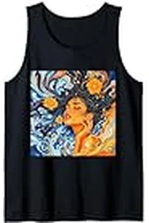 Steampunk Cool Vintage Creations Fantasía Naranja Azul Chica Camiseta sin Mangas