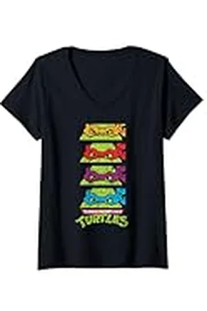 Teenage Mutant Ninja Turtles Mujer TMNT Todos los personajes con máscaras Camiseta Cuello V