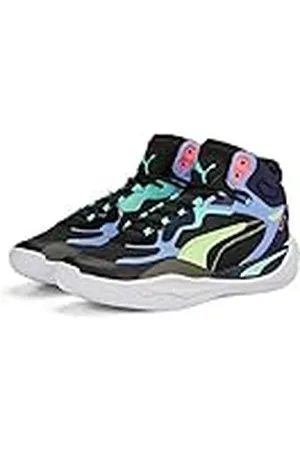 PUMA Playmaker Pro Mid, Zapatillas de básquetbol Hombre, Negro Elektro Purple, 51 EU