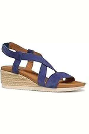 Geox D Ischia Corda A, Sandalia de cuña Mujer, Blue, 37 EU