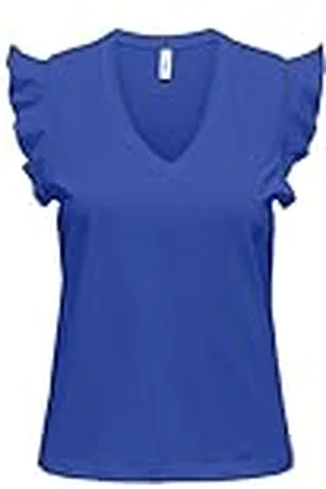 ONLY Onlmay Life S/S Frill V-Neck Top Box Jrs, , S Mujeres