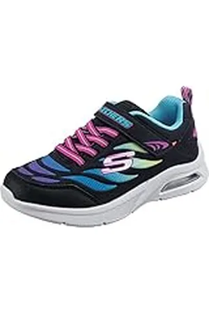 Skechers MICROSPEC MAX AIRY COLOR, Zapatillas para Niñas, Black Mesh/Multi Trim, 35 EU