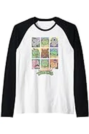 Teenage Mutant Ninja Turtles TMNT Todos los Personajes Diseño Cuadrado Camiseta Manga Raglan