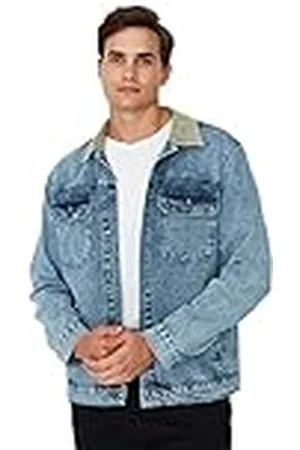 Trendyol Chaqueta Regular Lisa con Cuello de Camisa Abrigo, , L para Hombre