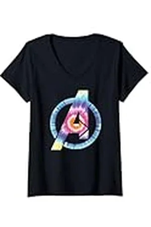 Marvel Mujer Tinte anudado con el logotipo de A Camiseta Cuello V