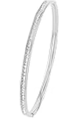 QS by s.Oliver Brazalete de acero inoxidable para mujer, con cristal, 6,2 cm, plateado, Se entrega en estuche de regalo