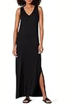 Amazon Vestido Largo de Punto sin Mangas con Cuello en Pico Mujer, , M