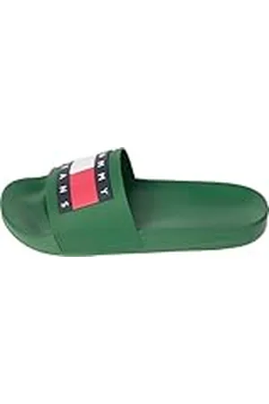 Tommy Hilfiger Chanclas Hombre con Logotipo, Verde (Terrain), 44