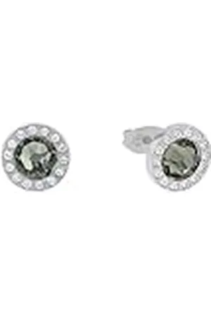 QS by s.Oliver Ear studs acero inoxidable señoras joyería del oído, con cristal, 1 cm, plata, Viene en caja de regalo de joyería
