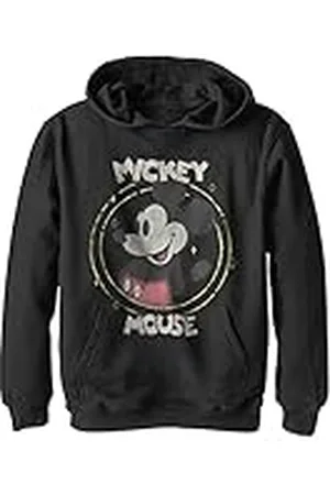 Disney Happy Mickey Hoodie Atlético para niños, Negro, Small