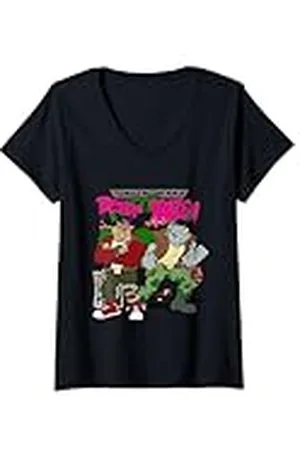 Teenage Mutant Ninja Turtles Mujer TMNT Bebop y Rocksteady Graffiti Camiseta Cuello V