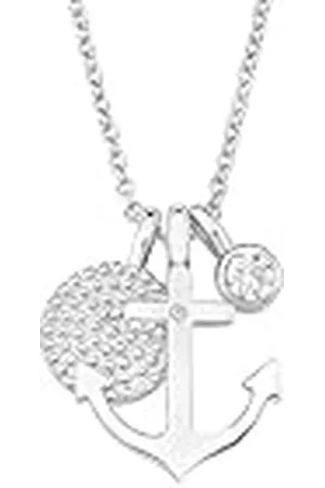 QS by s.Oliver Collar con colgante de de ley 925 collar de las señoras, con zirconia cúbica synth., 40+5 cm, , ancla, Viene en caja de regalo de joyería