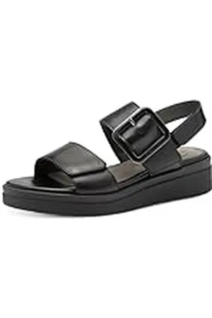 Tamaris Comfort Damen Sandalen Flach aus Leder mit Schnalle, Sandalias con cuña Mujer, Color , 37 EU