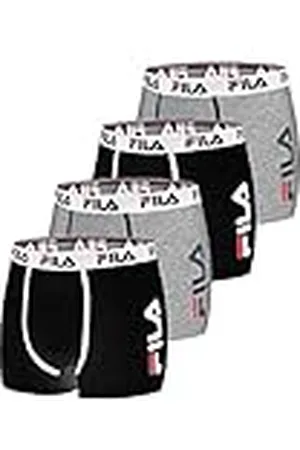 Fila Calzoncillos Hombre Boxer Algodón, Ropa Interior Hombre, Suave, Cinturón Antideslizante (Lote de 4)