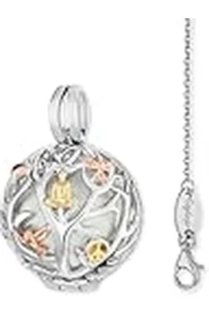 Engelsrufer Juego de joyas para mujer – Árbol de la vida bola de sonido colgante con bola blanca y cadena de ancla – Plata de ley 925 rodiada, 40 + 3 cm, Plata de ley, No es una piedra preciosa