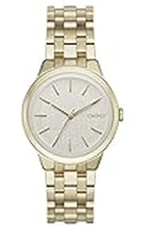DKNY Reloj para mujer Park Slope, movimiento de tres manecillas, caja de acero inoxidable dorado de 36 mm con correa de acero inoxidable, NY2382