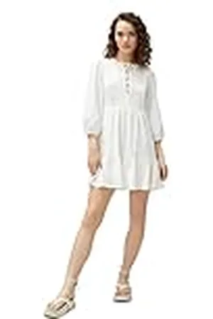 Koton Manga Larga Voluminous Tie Detail Viscose Mix Dress Vestido, , 40 para Mujer