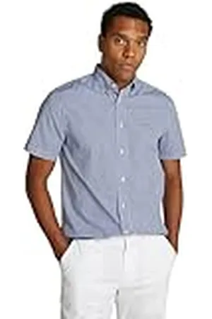 Tommy Hilfiger Camisa Hombre Flex Poplin Check manga corta, Multicolor (Wedge Blue / Check), 3XL