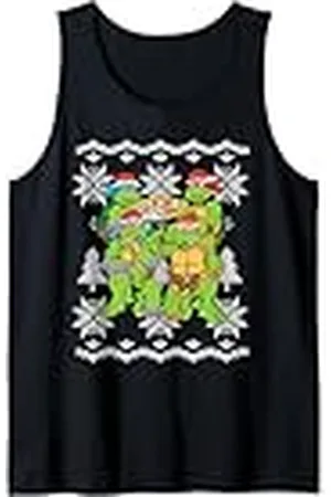 Teenage Mutant Ninja Turtles TMNT Ugly X-Mas Copos de nieve con sombreros de Papá Noel Camiseta sin Mangas
