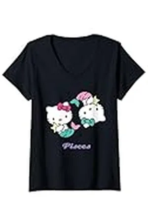 Hello Kitty Mujer , signo zodiacal de Piscis Camiseta Cuello V